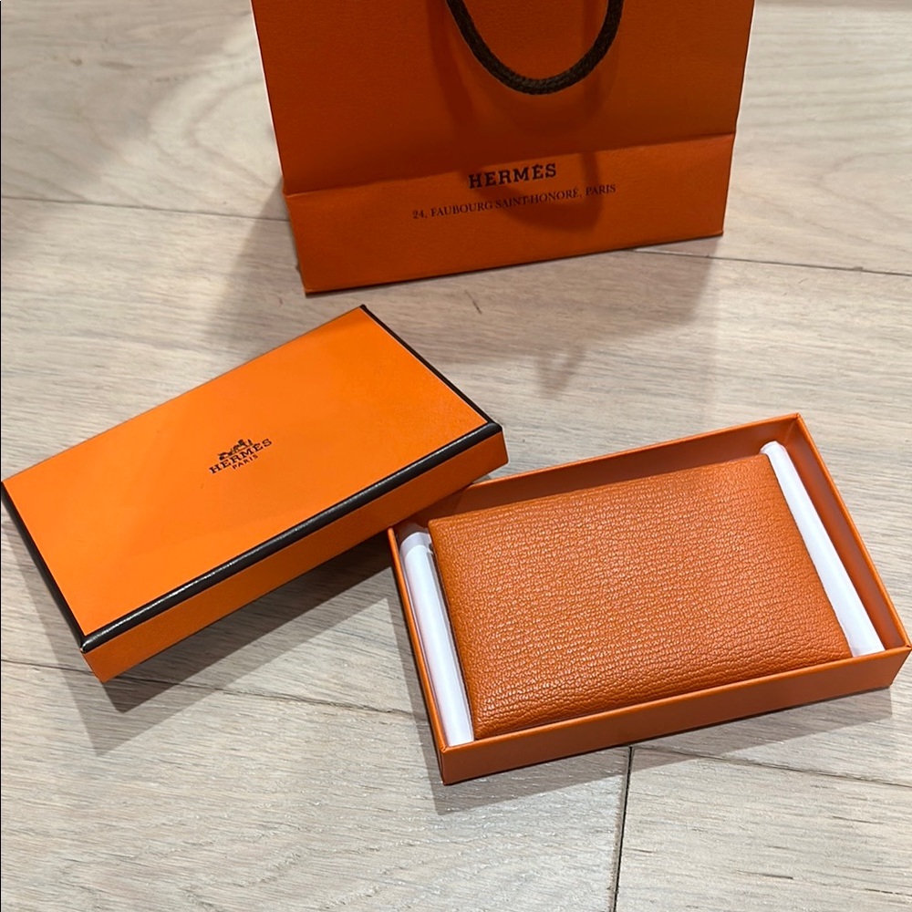 Hermès Orange Leather Card Holder